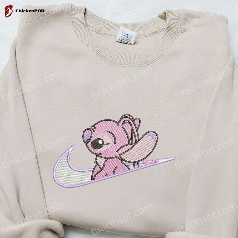 Swoosh x Angel Cartoon Embroidered Shirt Disney Characters T-shirt – Best Family Gift Ideas