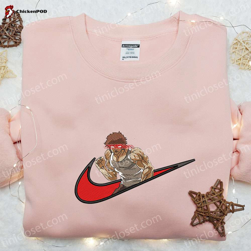 Baki Hanma Anime Embroidered Hoodie Grappler Shirt Nike Inspired Embroidered Shirt