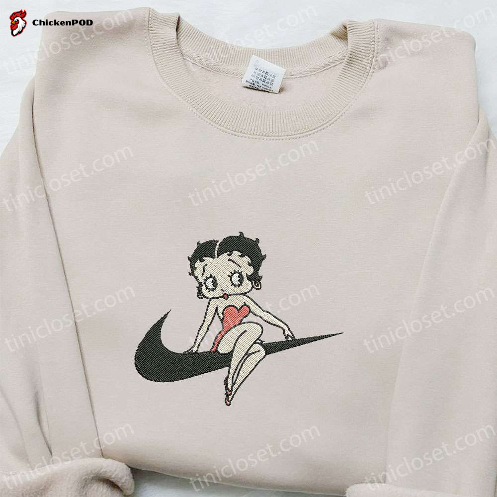 Swoosh x Betty Cartoon Embroidered Hoodie & Custom Shirt: Nike Inspired Embroidery