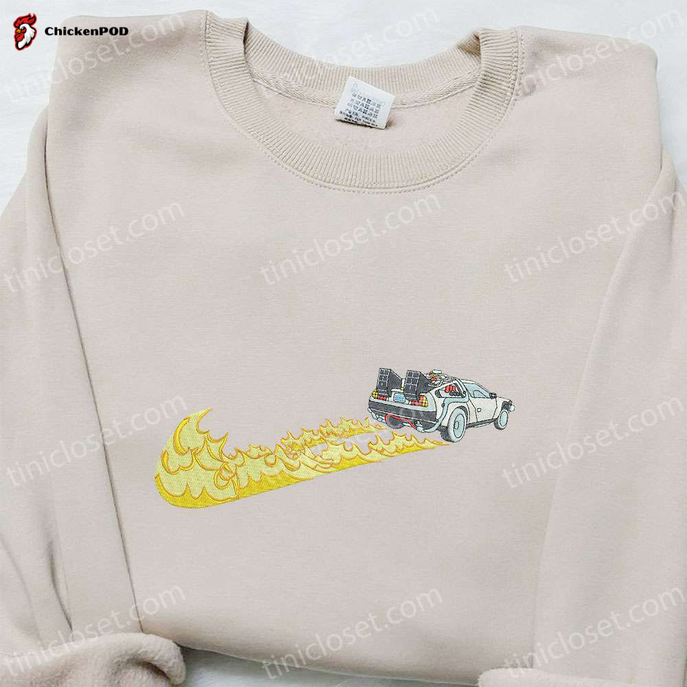 Custom Embroidered Hoodie & Shirt: Swoosh x Fire Car Design – Transportation Theme