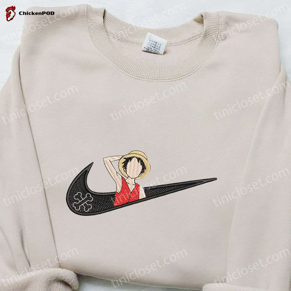 Swoosh x Monkey D Luffy Kid Sleeping Sweatshirt – One Piece Embroidered Shirt: Perfect Family Gift