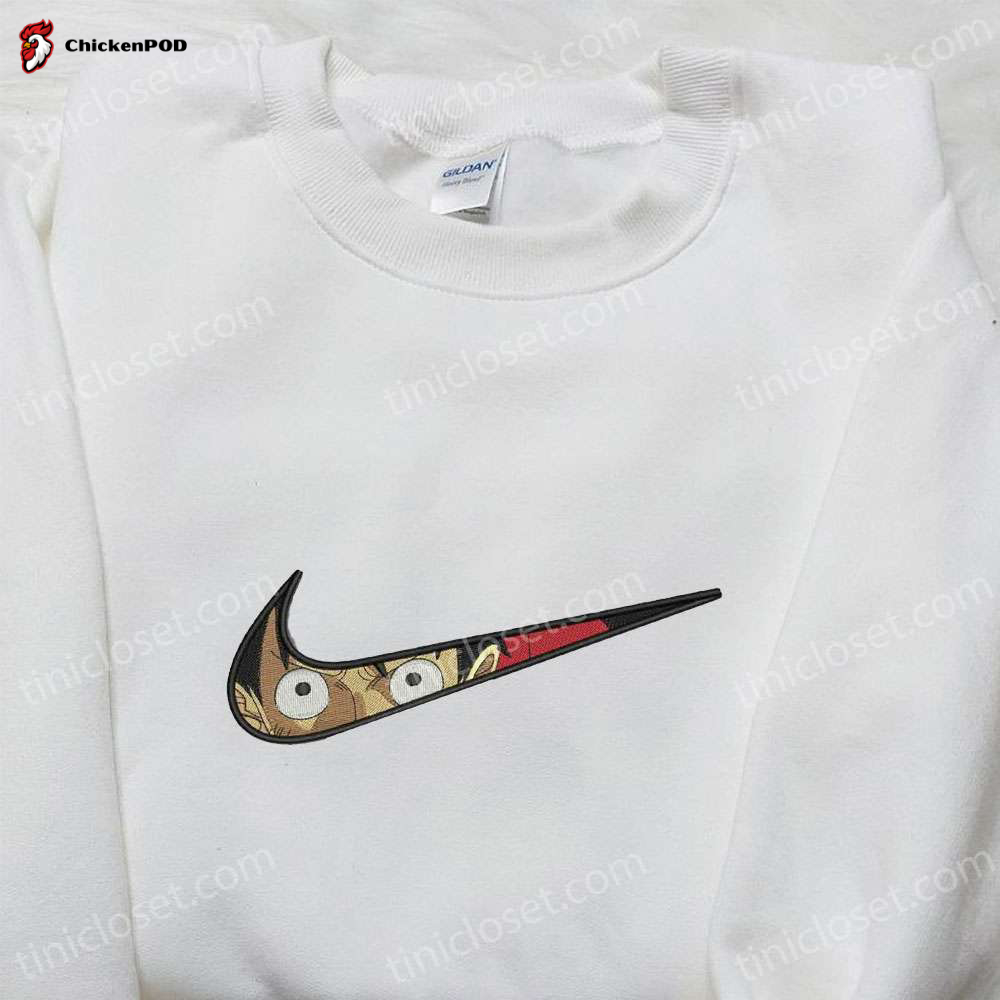 Swoosh x Monkey D Luffy Embroidered Sweatshirt: One Piece Shirt Perfect Family Gift