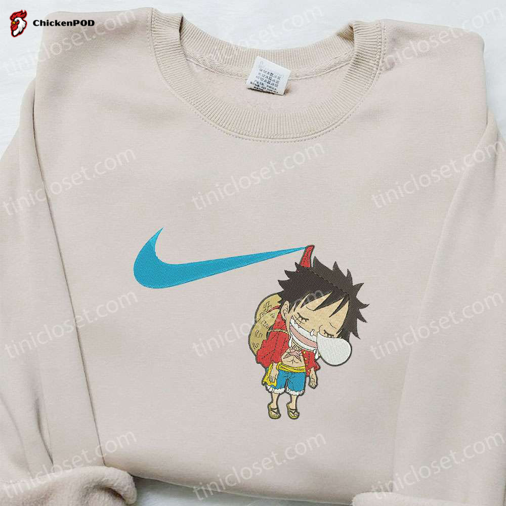 Swoosh x Monkey D Luffy Kid Sleeping Sweatshirt – One Piece Embroidered Shirt: Perfect Family Gift