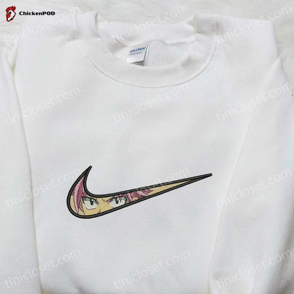 Swoosh x Natsu Dragneel Embroidered Sweatshirt: Nike Inspired Cool Anime Clothing