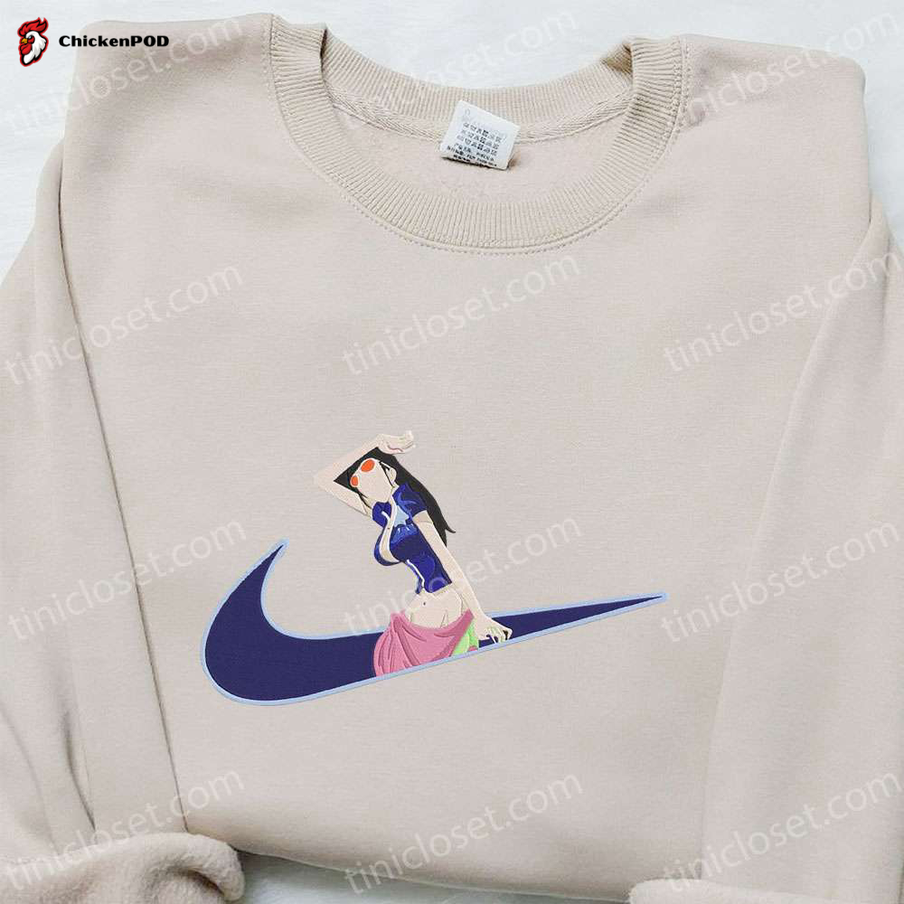 Swoosh x Nico Robin Anime Sweatshirt: One Piece Embroidered Shirt Cool Anime Clothing