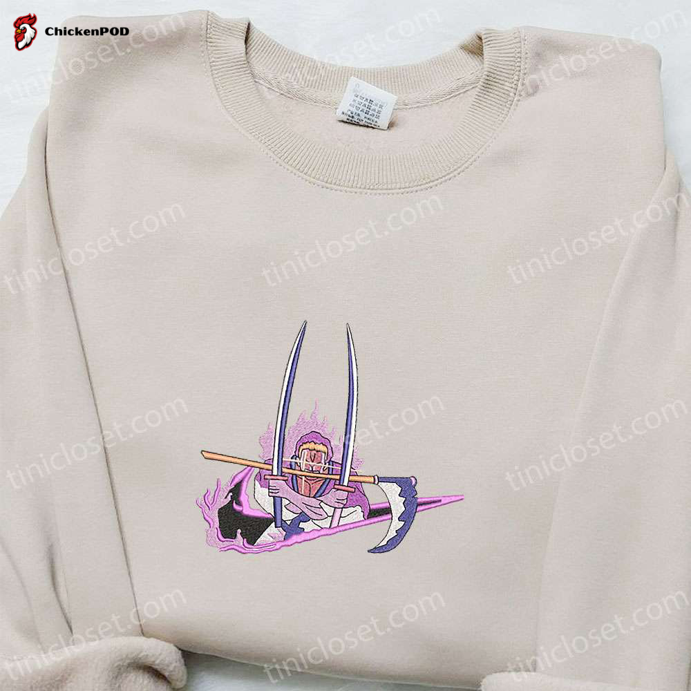 Swoosh x Roronoa Zoro Anime Sweatshirt: Nike Inspired Embroidered Shirt Perfect Birthday Gift for Family