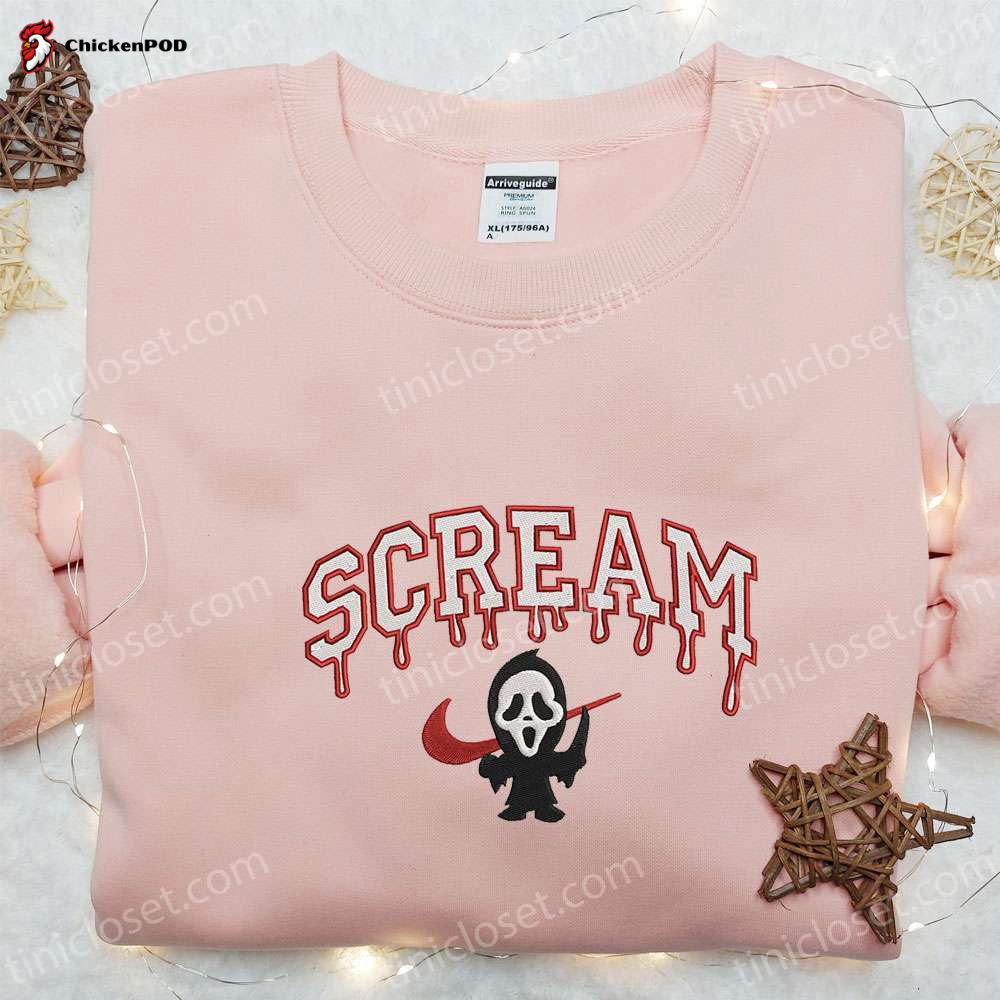 Swoosh x Scream Ghostface Embroidered Sweatshirt: Horror Movie Shirt Perfect Gift for All Occasions