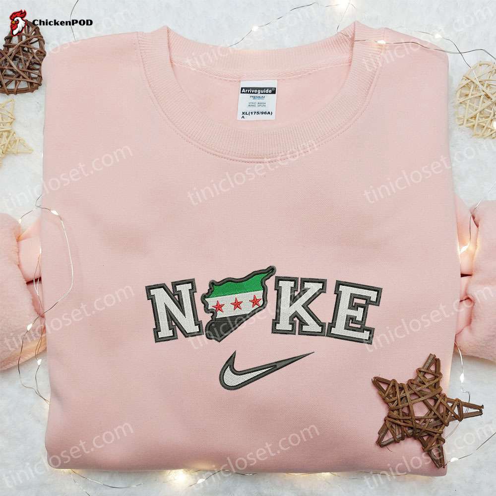 Custom Syria x Nike Embroidered Shirt: Perfect Family Gift High-Quality Nike T-shirt