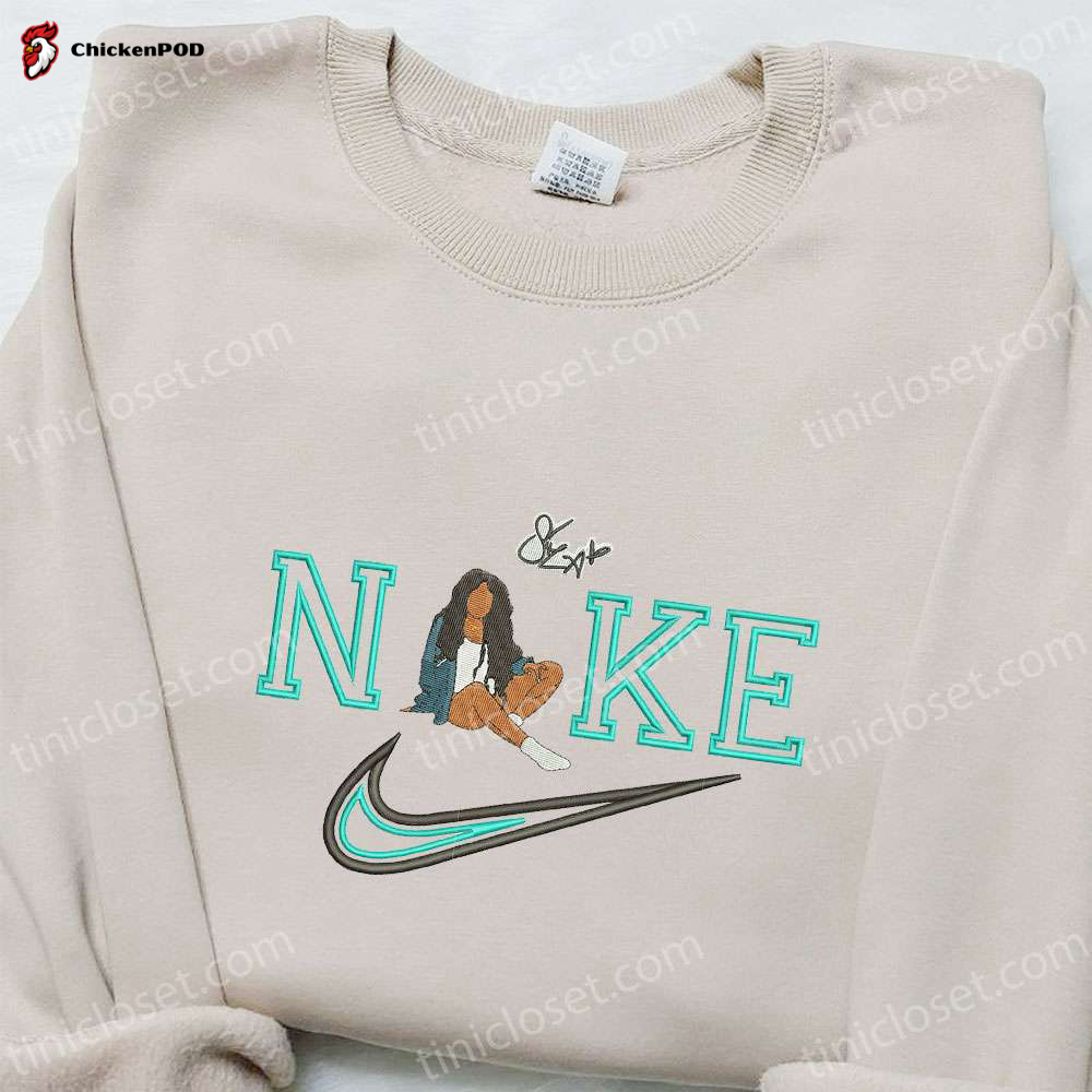 Nike Inspired Rabbit Carrot Cartoon Embroidered Shirt & Hoodie: Custom Nike Embroidered T-shirt