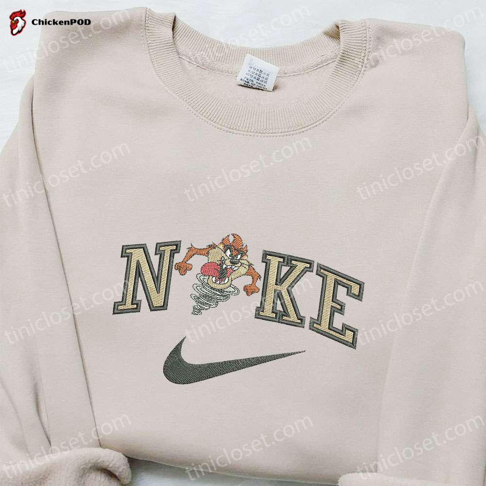 Unique Tasmanian Devil x Nike Cartoon Embroidered Shirt with Disney Characters – Custom Nike T-shirt