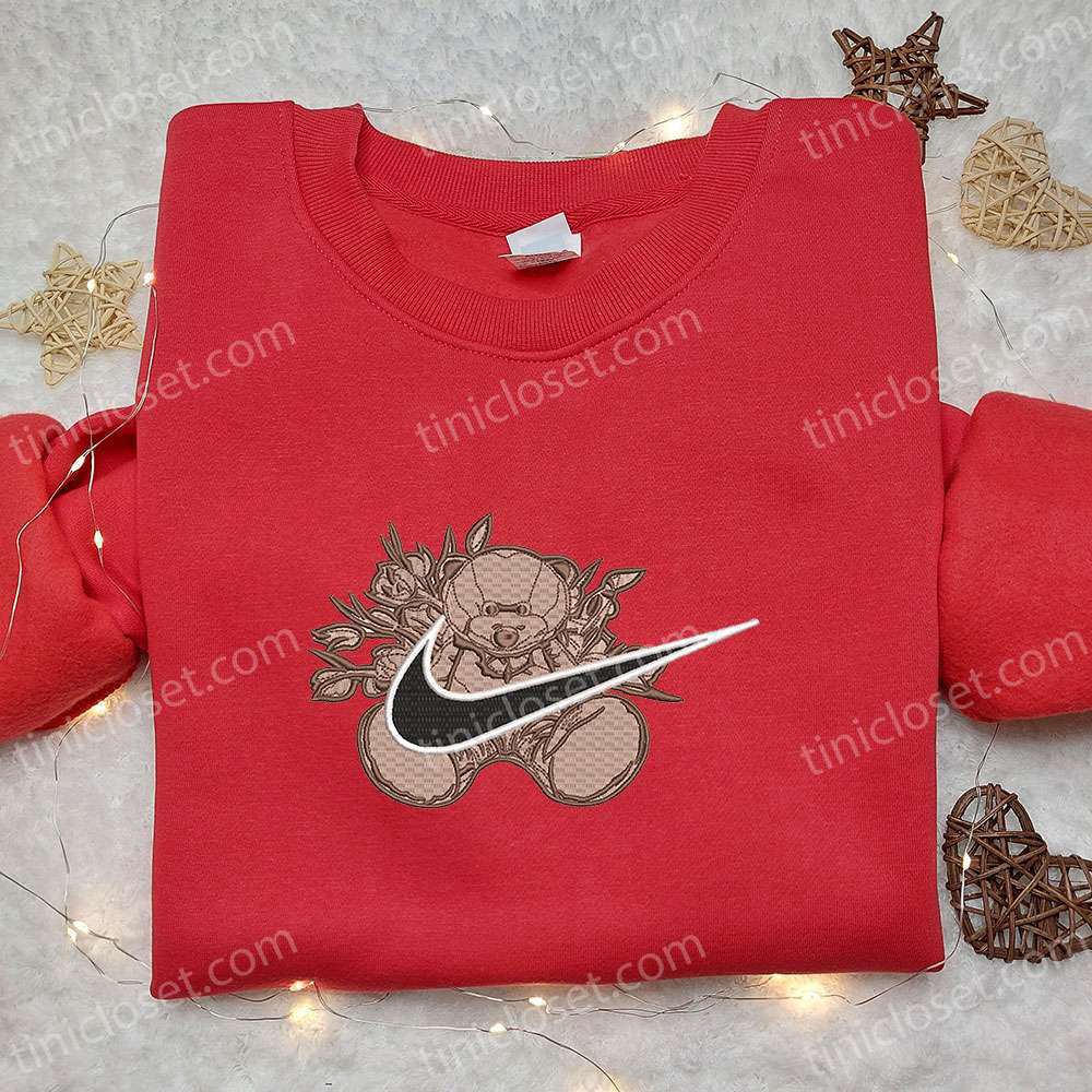 Nike Inspired Teddy Bear x Swoosh Embroidered Shirt – Custom Nike T-shirt