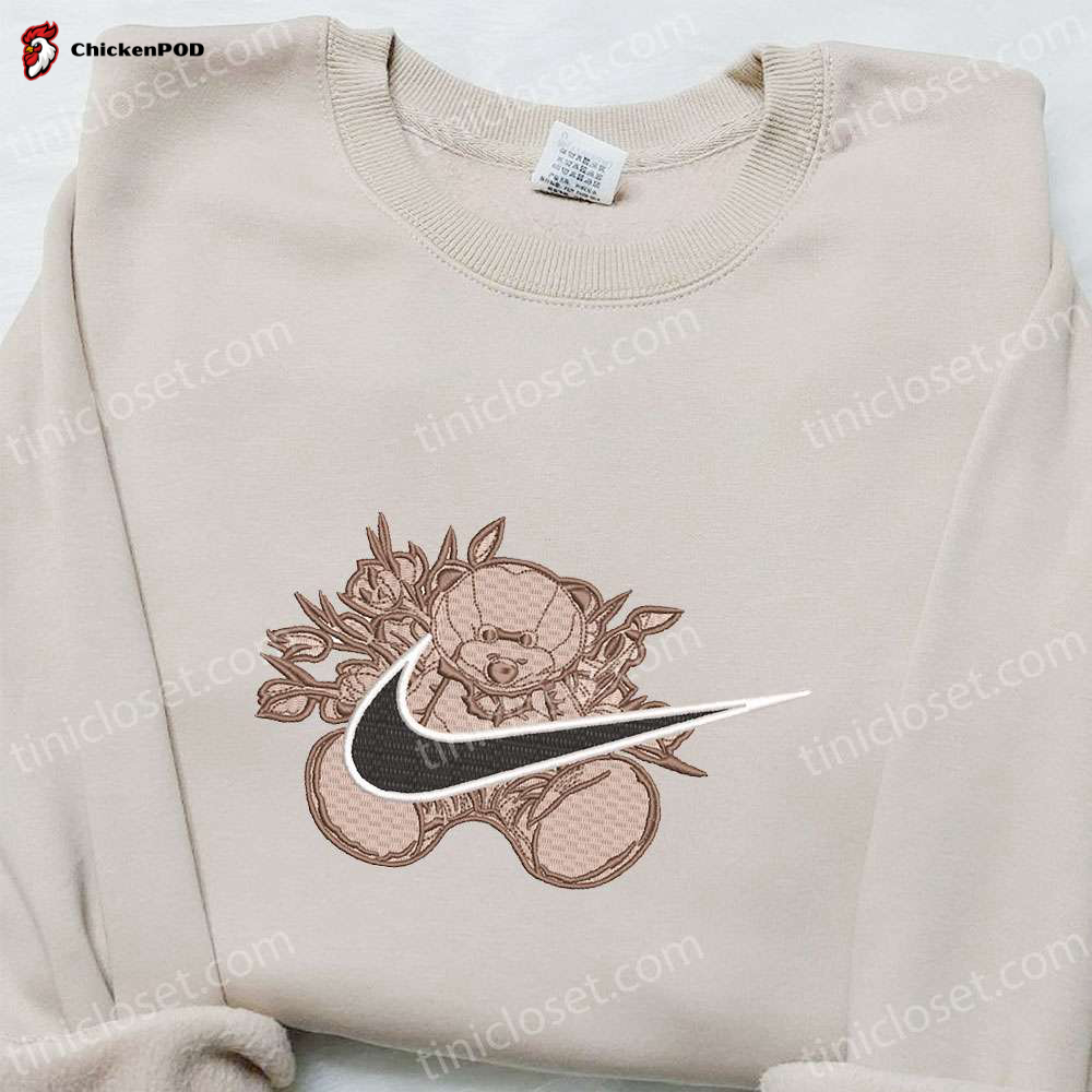 Nike Inspired Teddy Bear x Swoosh Embroidered Shirt – Custom Nike T-shirt