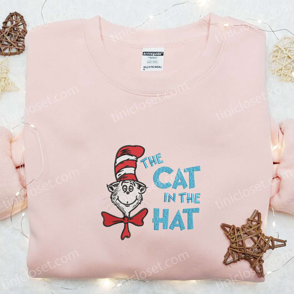 Dr Seuss Cat in the Hat Embroidered Shirt & Hoodie: Perfect Cartoon Gift Idea