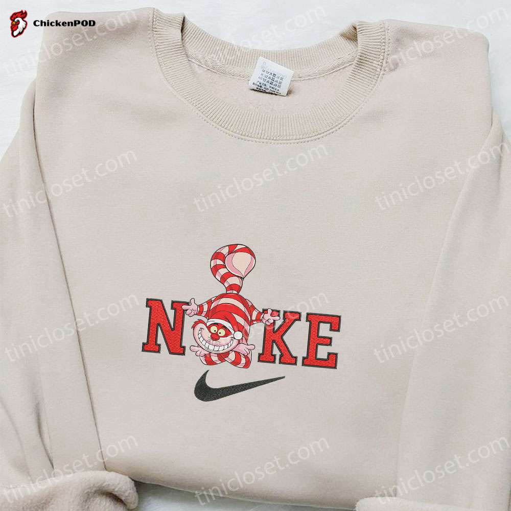 Cheshire Cat x Nike Christmas Embroidered Sweatshirt – Festive Cartoon Shirt Perfect Gift Idea