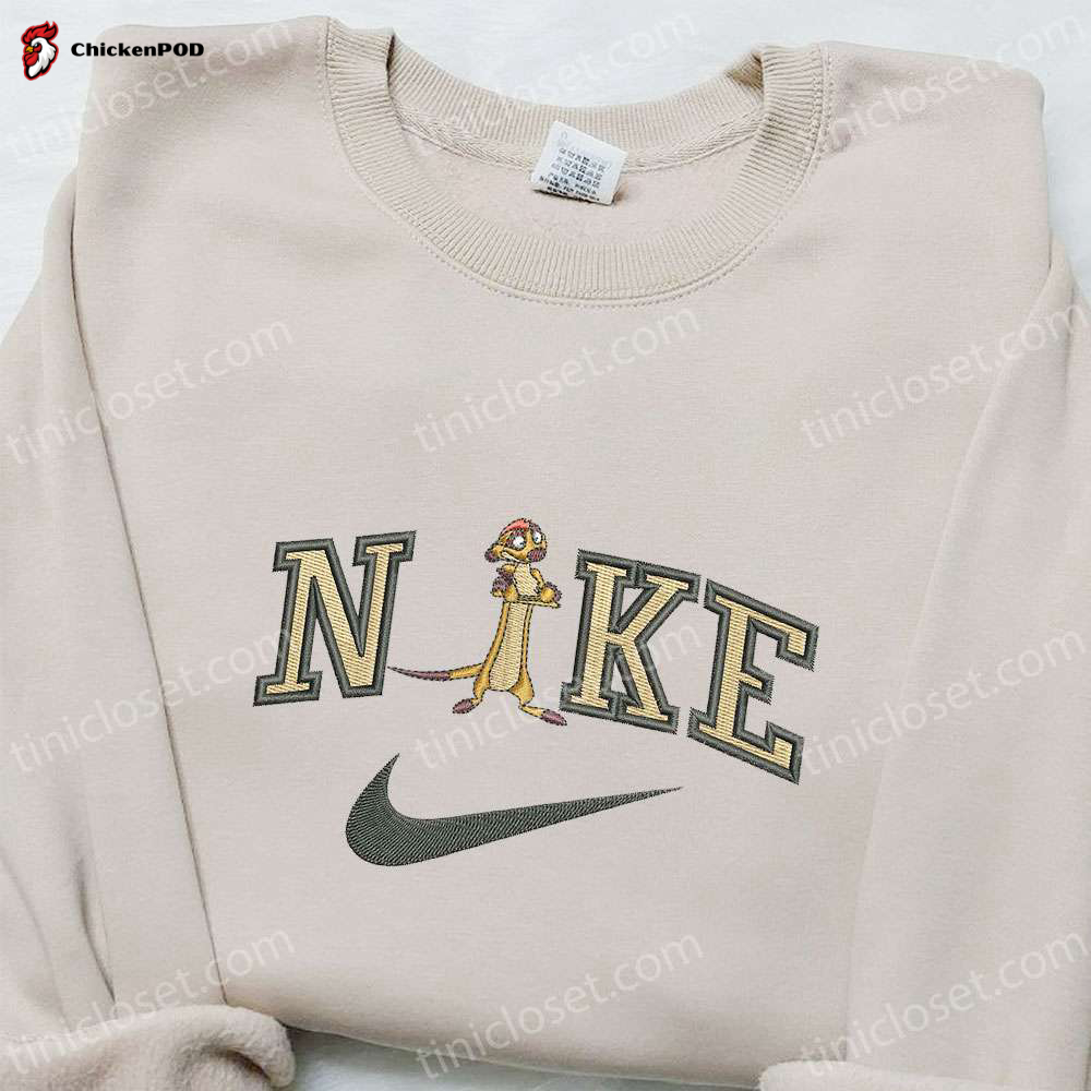 Disney Characters Embroidered Hoodie: Timon x Nike Cartoon Sweatshirt – Perfect Birthday Gift Ideas