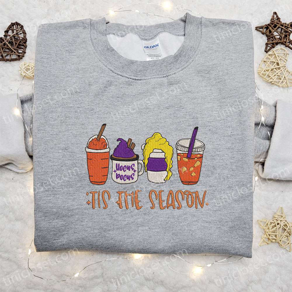 Tis The Season Fall Hocus Pocus Latte Embroidered Shirt: Retro Best Halloween Gift for Family