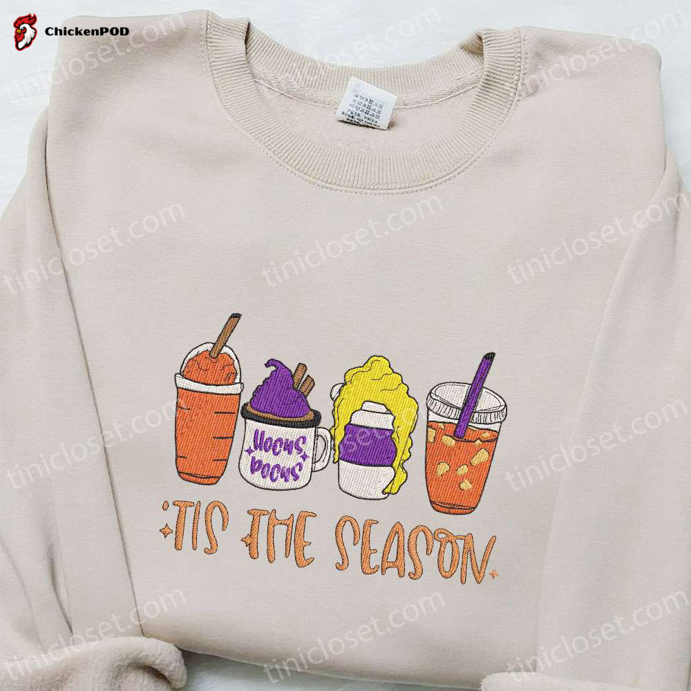 Tis The Season Fall Hocus Pocus Latte Embroidered Shirt: Retro Best Halloween Gift for Family