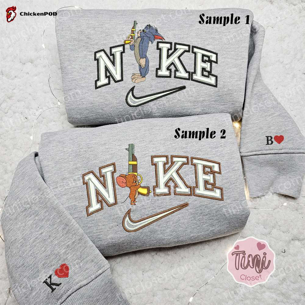 Adorable Baby Mickey And Minnie Kiss x Nike Couple Embroidered Shirt Disney Characters Hoodie Valentine’s Day Sweatshirt