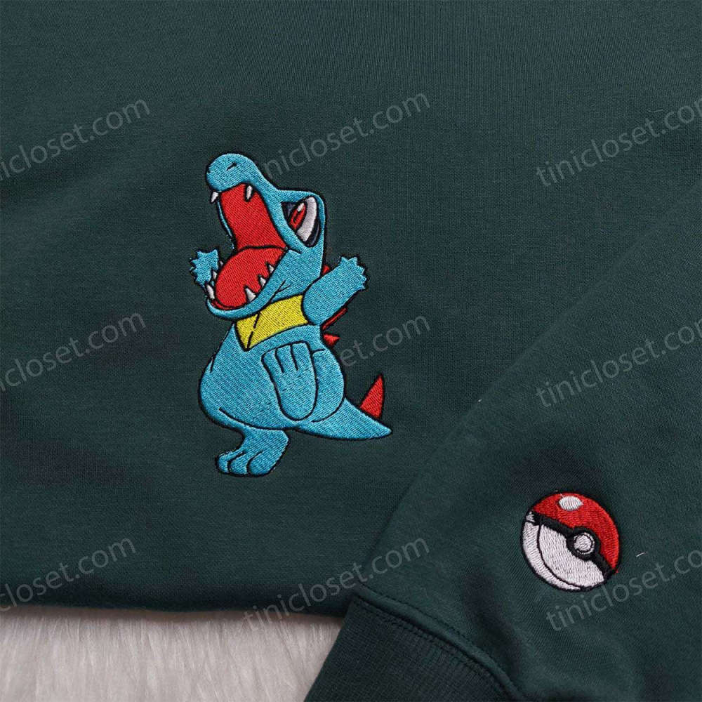 Totodile Pokemon Embroidered Shirt & Sweatshirt: Anime Hoodies for Fans