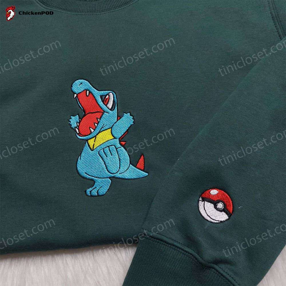 Totodile Pokemon Embroidered Shirt & Sweatshirt: Anime Hoodies for Fans