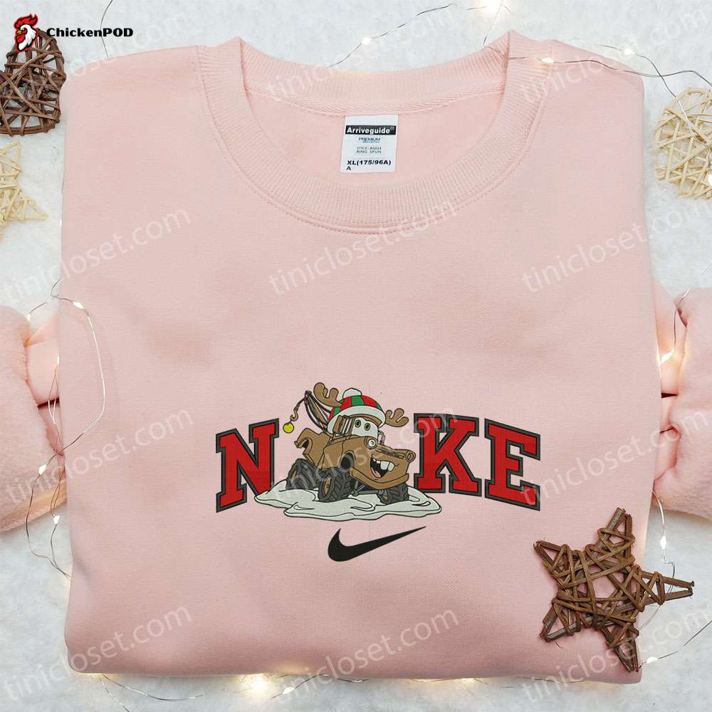 Tow Mater Reindeer x Nike Embroidered Sweatshirt: Pixar Cars Disney Plus Shirt Best Gift Ideas for All Occasions