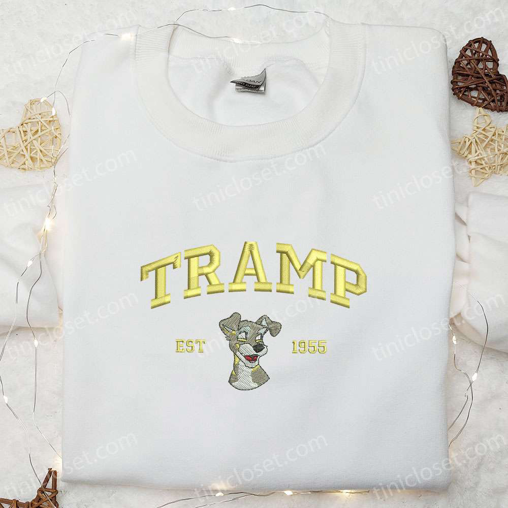 Tramp Est 1955 Embroidered Shirt & Disney Characters Hoodie: Best Cartoon Gift