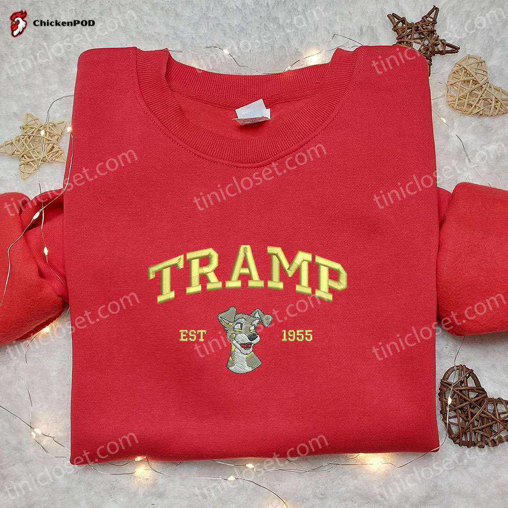 Tramp Est 1955 Embroidered Shirt & Disney Characters Hoodie: Best Cartoon Gift