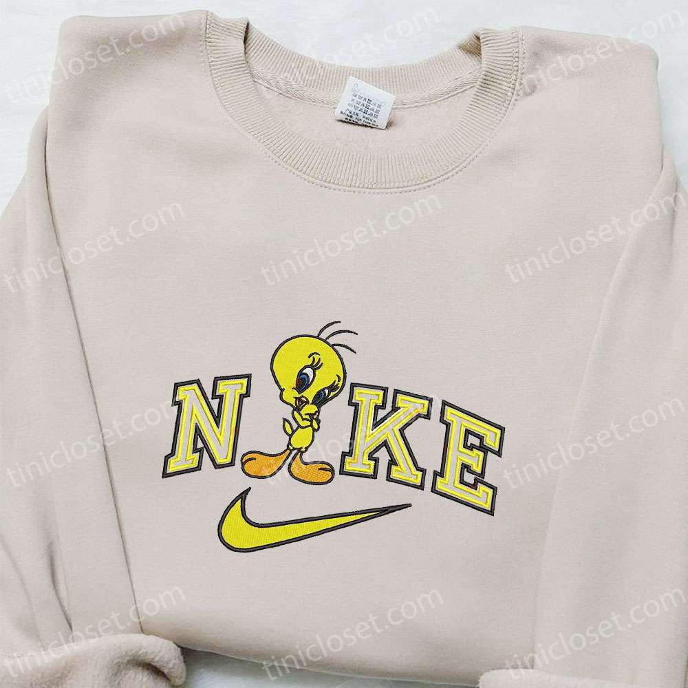 Disney Characters Embroidered Sweatshirt & T-shirt: Tweety x Nike Cartoon Best Family Gift Ideas