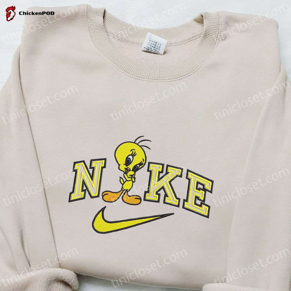 Disney Characters Embroidered Sweatshirt & T-shirt: Tweety x Nike Cartoon Best Family Gift Ideas