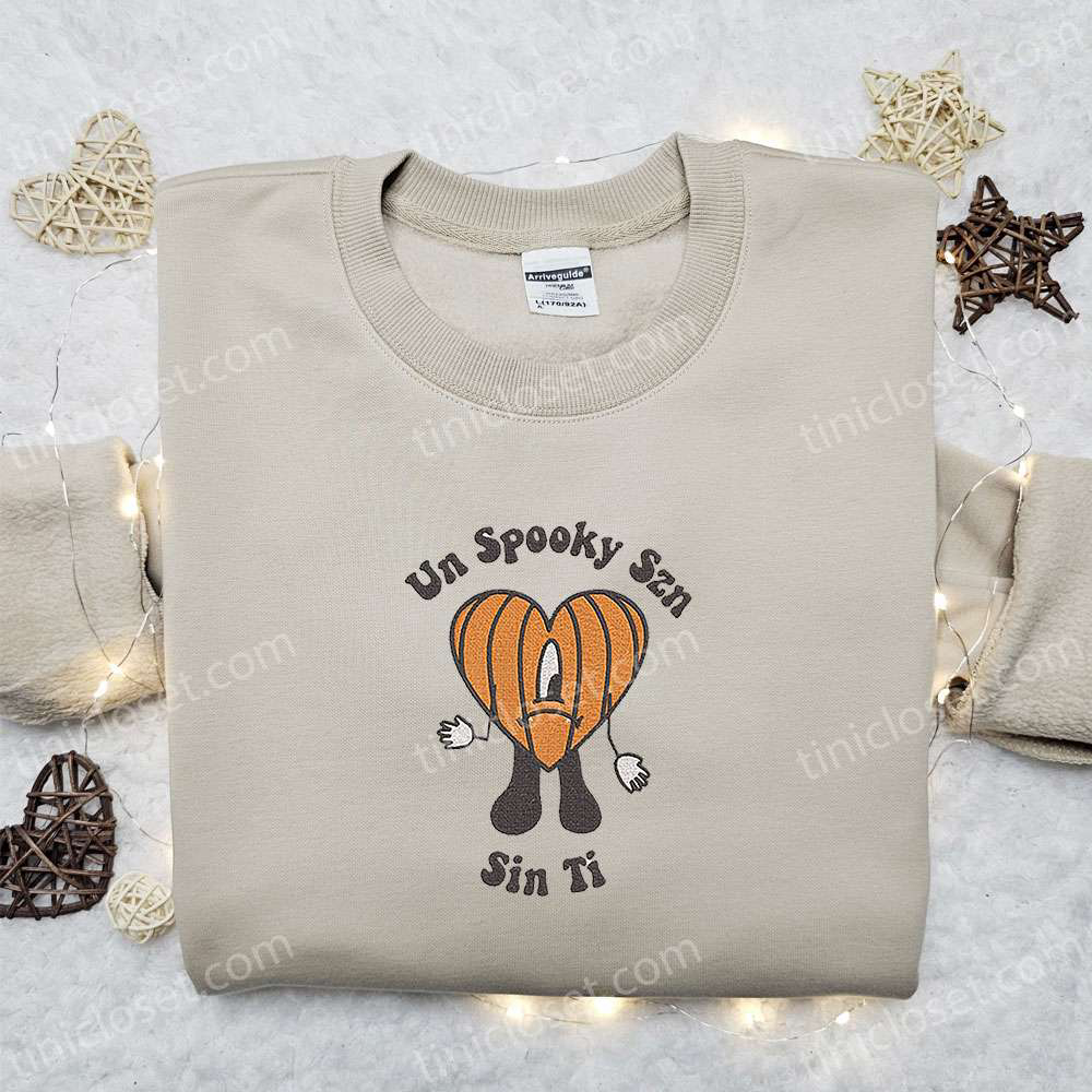 Un Spooky Szn Sin Ti Pumpkin Bad Bunny Halloween Embroidered Sweatshirt – Cool Shirt Best Family Gifts