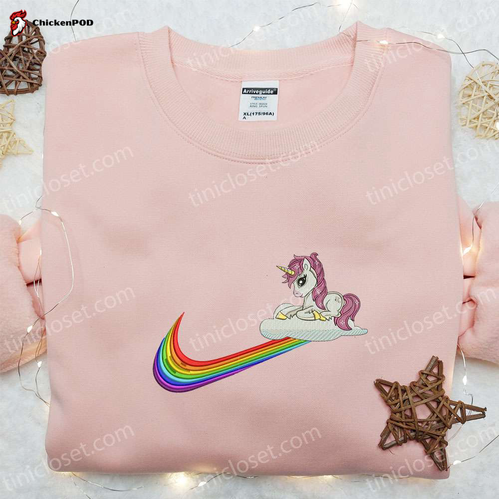 Magical Unicorn Rainbow Embroidered Shirt: Vibrant & Stylish Apparel for Kids & Adults