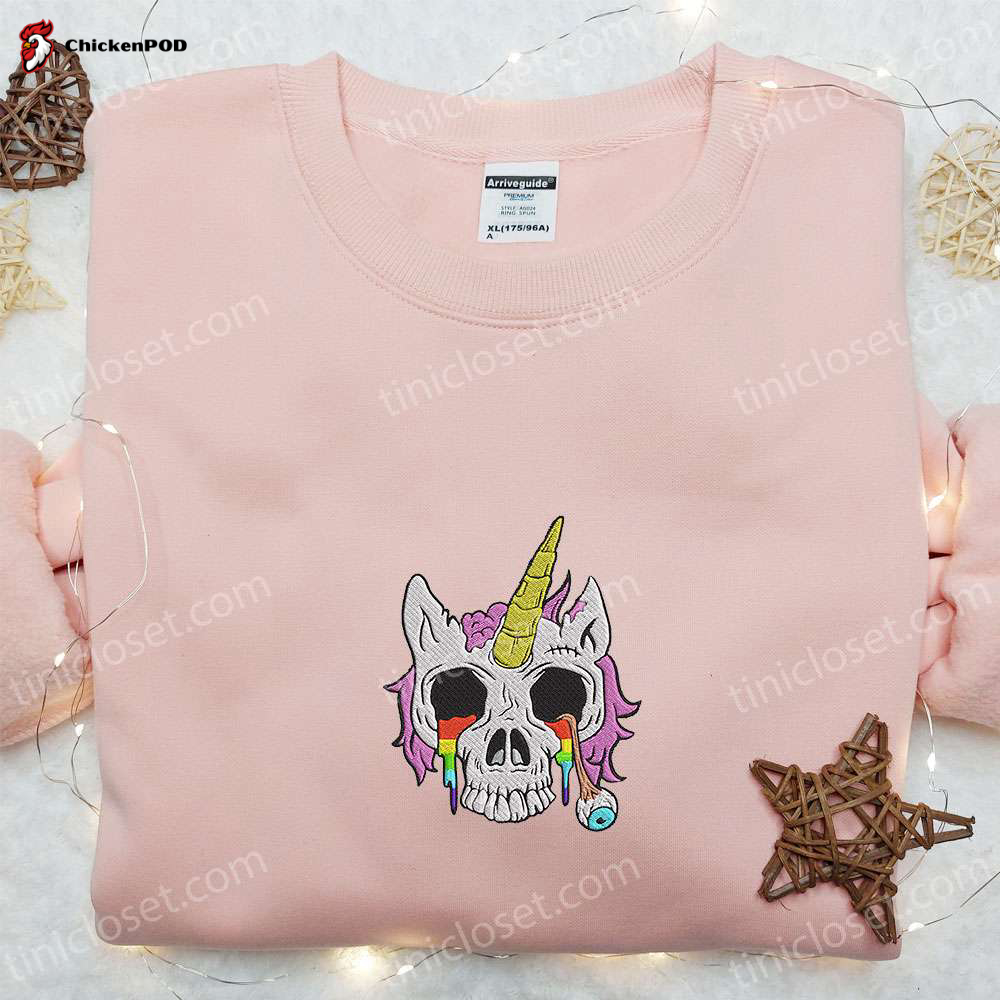 Unicorn Skull Embroidered Shirt & Halloween Hoodie: Best Gift Ideas for Halloween