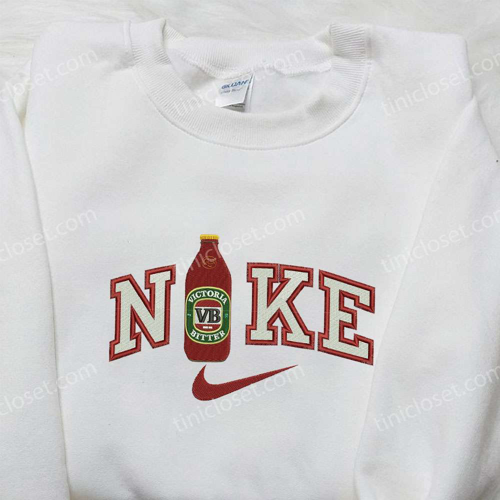 Victoria Beer x Nike Embroidered Hoodie & Shirts: Stylish Nike Inspired Apparel with Favorite Drink Embroidery