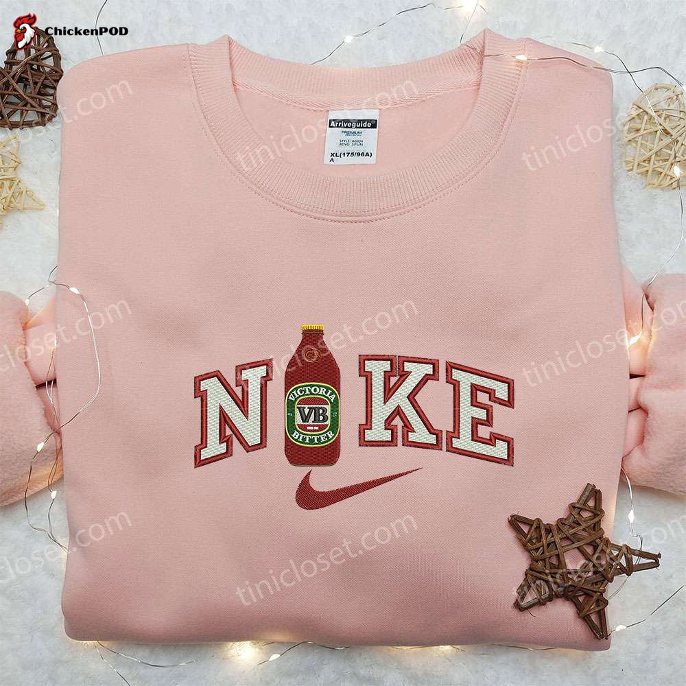 Victoria Beer x Nike Embroidered Hoodie & Shirts: Stylish Nike Inspired Apparel with Favorite Drink Embroidery