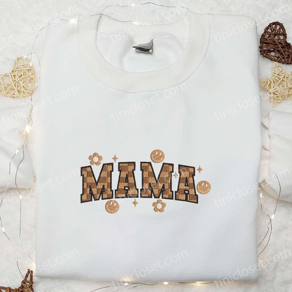 Vintage Checkered Mama Embroidered Shirt & Hoodie: Best Mother’s Day & Holiday Gift Idea