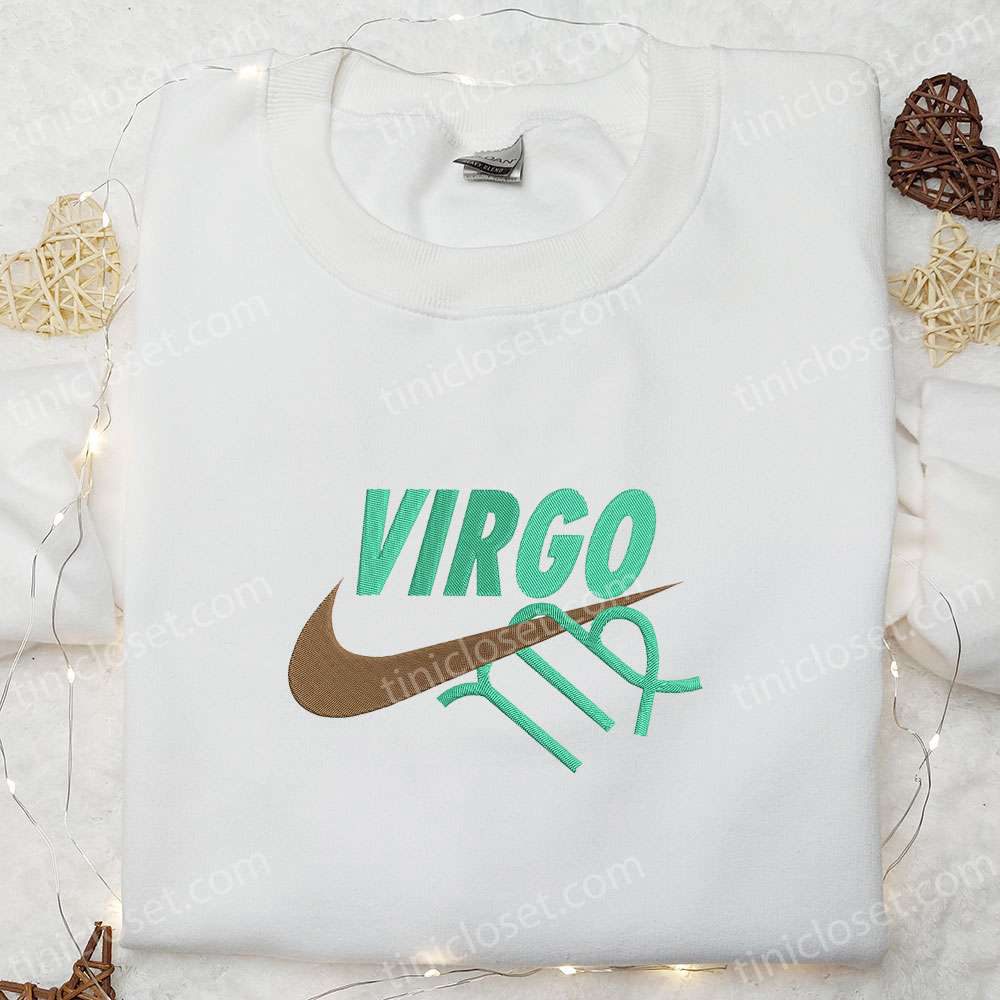 Virgo Zodiac x Nike: Embroidered Shirt & Hoodie – Perfect Family Gifts