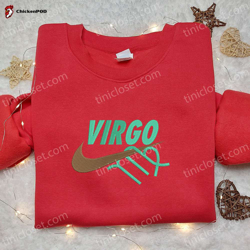 Virgo Zodiac x Nike: Embroidered Shirt & Hoodie – Perfect Family Gifts