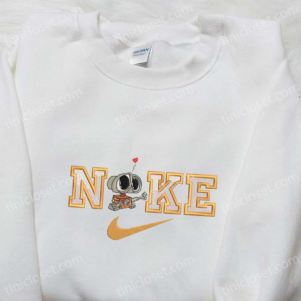 Wall-E x Swoosh Cartoon Hoodie & Disney Characters Shirt: Best Family Gift Ideas with Embroidered Designs