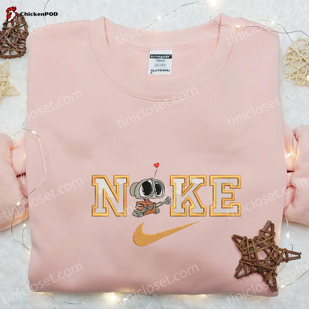 Wall-E x Swoosh Cartoon Hoodie & Disney Characters Shirt: Best Family Gift Ideas with Embroidered Designs