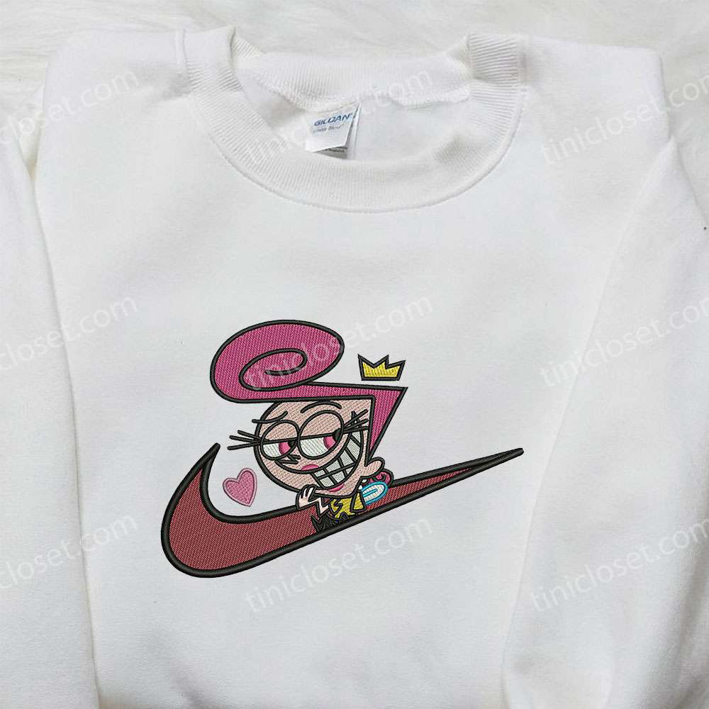 Exclusive Wanda Fairywinkle x Nike Swoosh Hoodie: Fairly OddParents & Nike Inspired Embroidered Shirt