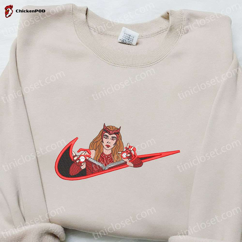 Wanda Maximoff x Swoosh Embroidered Sweatshirt: Marvel Universe Hoodie Perfect Birthday Gift Ideas