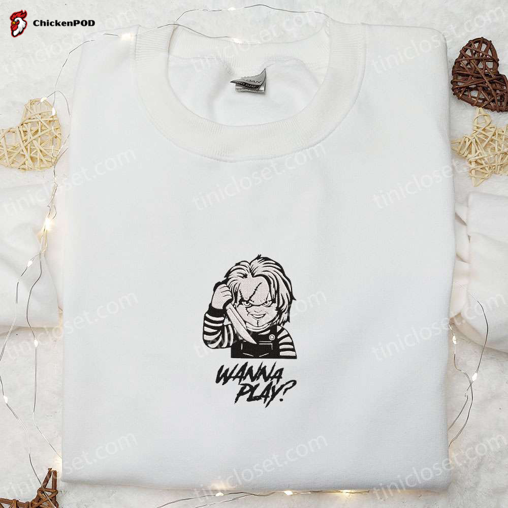 Spooky Chucky Embroidered Shirt: Perfect Halloween Gift for Family