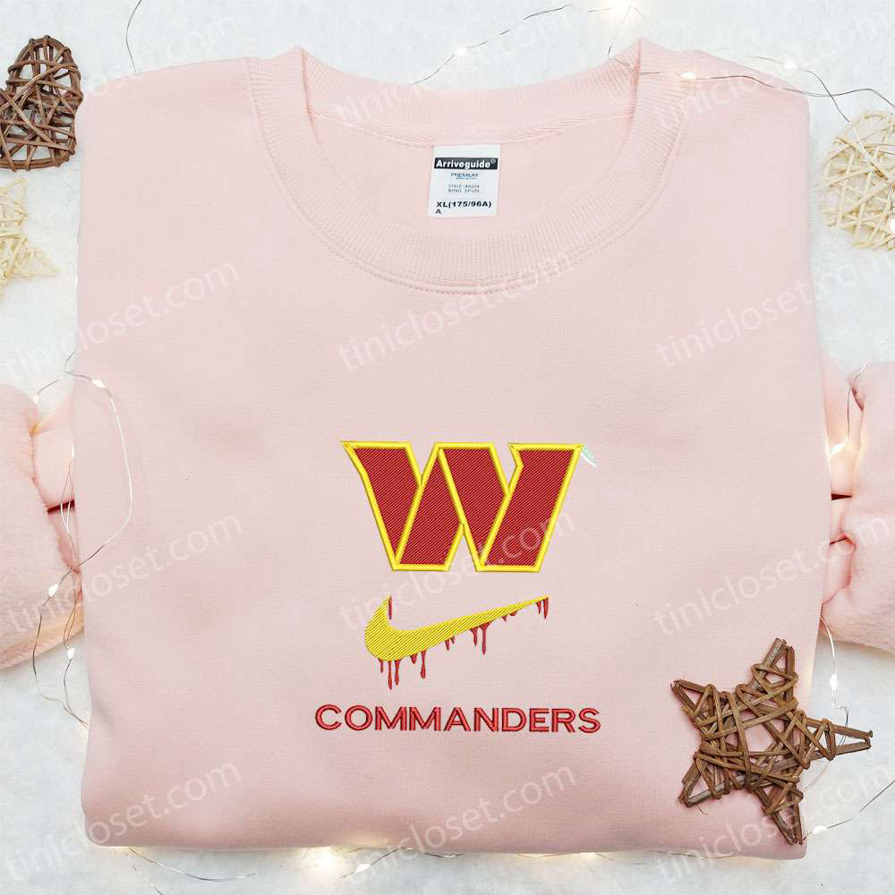 Washington Commanders x Nike Swoosh Drip Embroidered Shirt & Hoodie: Ultimate NFL Sports Fan Gift Ideas