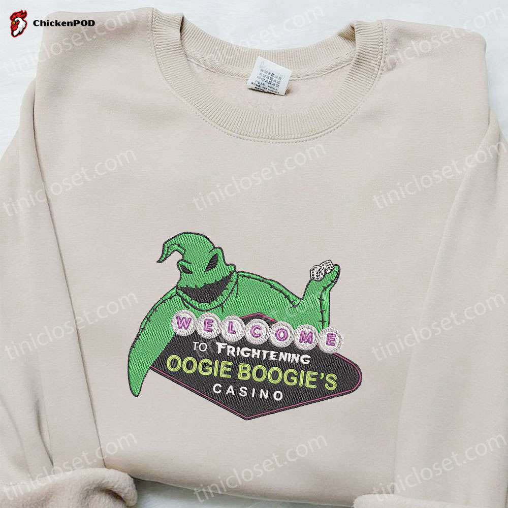 Frightening Oogie Boogie s Casino Embroidered Sweatshirt: Nightmare Before Christmas Hoodie Best Halloween Gift Ideas