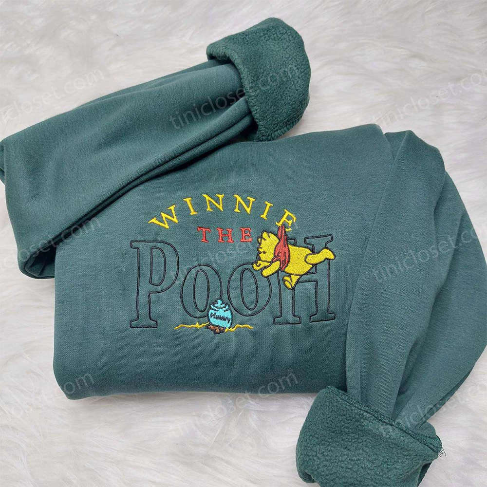 Disney Winnie Pooh Embroidered Sweatshirt – Perfect Family Gift Cozy Hoodie Best Disney Merchandise