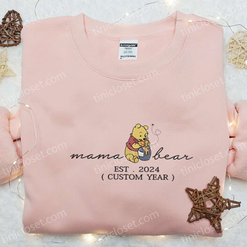 Winnie Pooh Mama Bear Est 2024 Shirt & Custom Hoodie: Perfect Mother’s Day Gift Idea