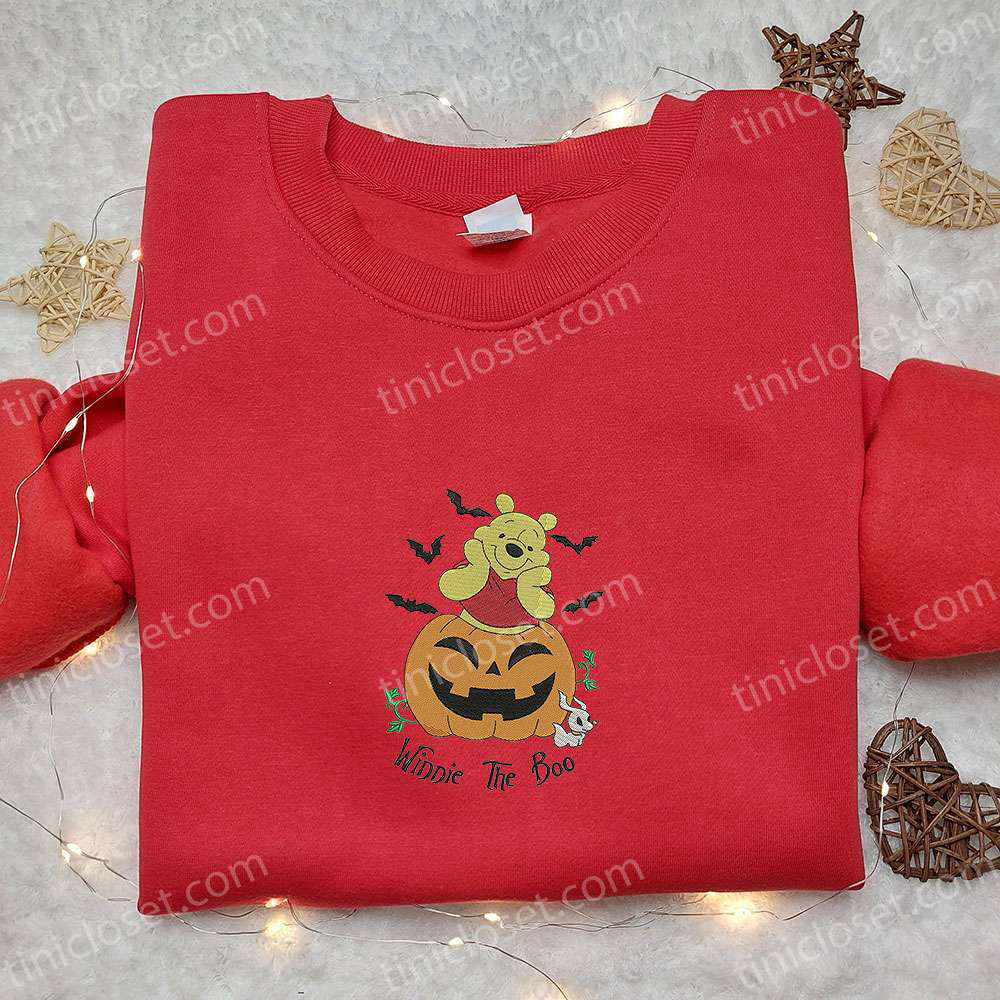 Winnie The Boo Pumpkin Embroidered Sweatshirt: Disney Characters Shirt for Best Halloween Gift Ideas