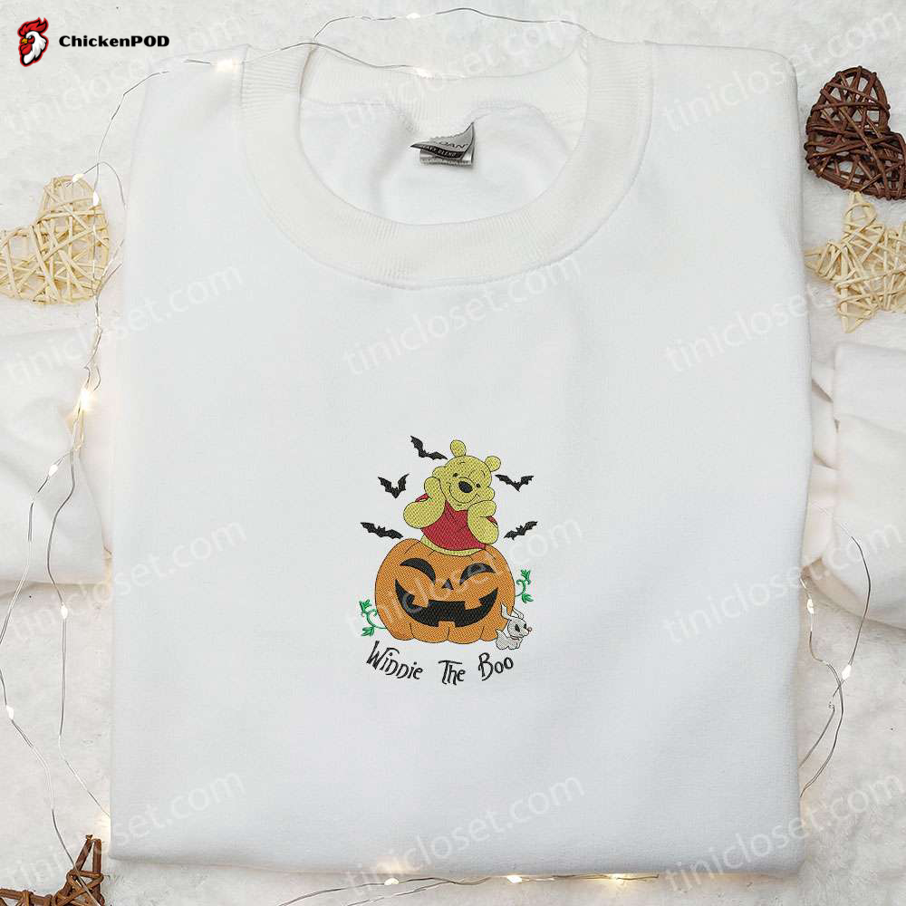 Winnie The Boo Pumpkin Embroidered Sweatshirt: Disney Characters Shirt for Best Halloween Gift Ideas