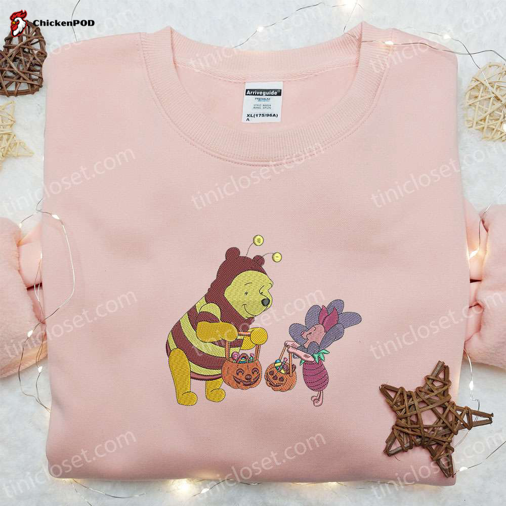 Winnie The Pooh & Piglet Halloween Embroidered Sweatshirt: Disney Cartoon Hoodie Best Gift Idea