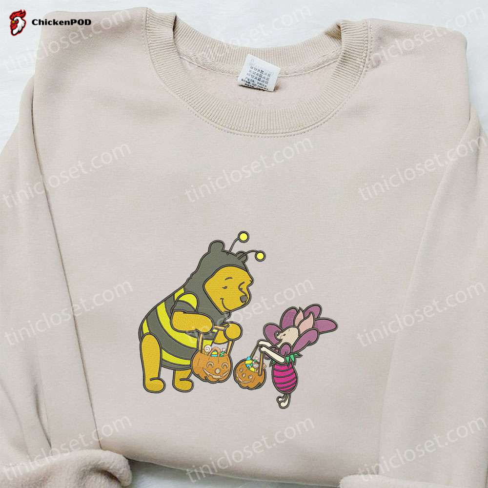 Disney Winnie The Pooh & Piglet Halloween Embroidered Sweatshirt – Cartoon Hoodie & Shirt